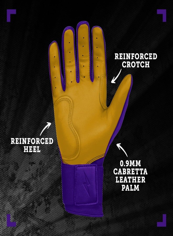 BRUCE BOLT Original Series Long Cuff Purple Batting Glove - Purple Large - Image 3